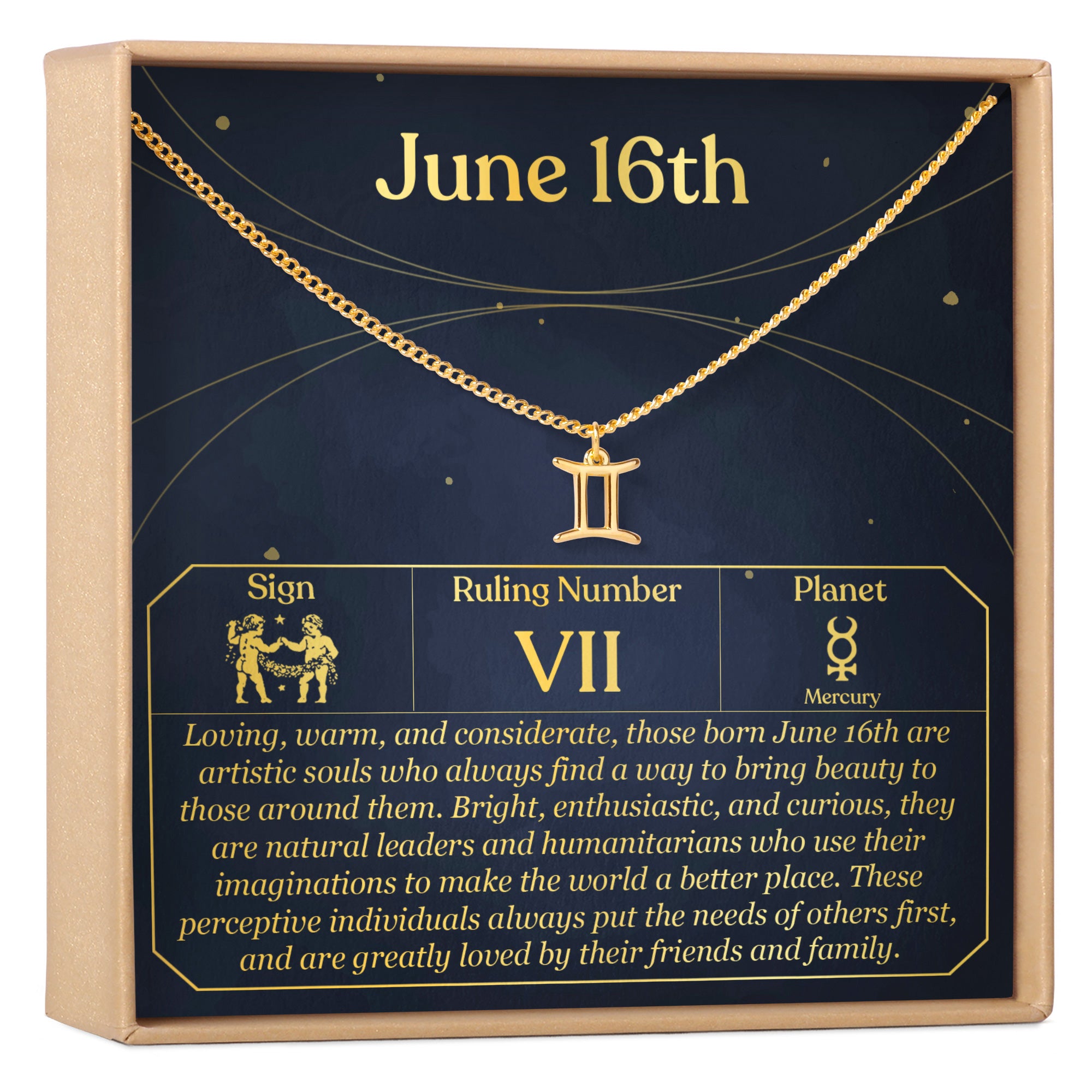 June 16th Necklace Present for Birthday, Celebration, Gift for Her, Gemini - Dear Ava